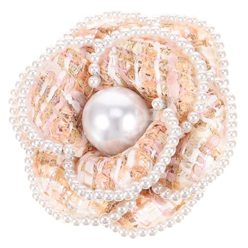 POPETPOP Perlenbesetzte Kamelienbrosche Blume Anstecknadel Damen Kleidung Dekorativ Pin Eleganter Stoffbrosche für Anzug Rucksack Party von POPETPOP
