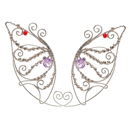 POPETPOP Piercing Ohrclips Damen Schmetterling Ohrmanschetten mit Strassbesatz Handgefertigte Cosplay Ohrringe für Frauen Leichte und Bequeme Ohrdekoration für Alltag und Party von POPETPOP