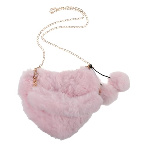 POPETPOP Plüsch Herzförmige Umhängetasche Damen Flauschige Schultertasche Kleine Handtasche mit Kette Elegant Warm und Niedlich als für Valentinstag und Besondere Anlässe von POPETPOP