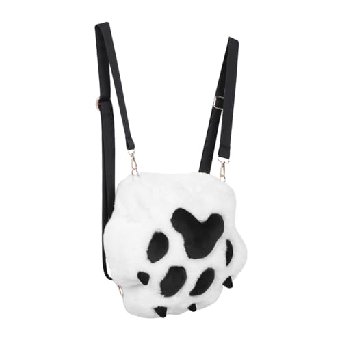 POPETPOP Plüsch Rucksack Katzenpfote Niedlich Verspieltes Design Weiche Umhängetasche für Damen Mädchen Alltag Schule Komfortable Schultergurte Modischer Kitten Cartoon Backpack von POPETPOP