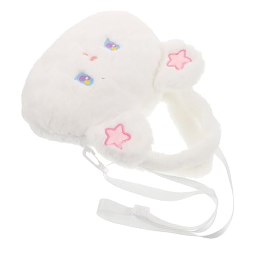 POPETPOP Plüsch Umhängetasche Hase Form Schultertasche für Mädchen Vielseitig Tragbar Crossbody Handtasche Weiches Kuschelmaterial Weiß Niedliche Mädchen Tasche von POPETPOP