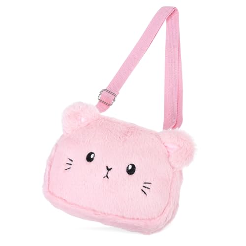 POPETPOP Plüsch Umhängetasche für Mädchen Kawaii Schultertasche mit Verstellbarem Gurt Süßem Design und Sicherem Reißverschluss für Freizeit und von POPETPOP