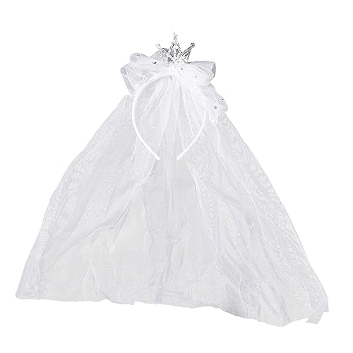 POPETPOP Prinzessin Mesh-stirnband Schleifen-stirnband Schleier Kopfbedeckung Baby Mädchen Blumenstirnband Prinzessin Hochzeit Stirnband Strasssteine Geschenk Weiß Legierungsmaterial Kind von POPETPOP