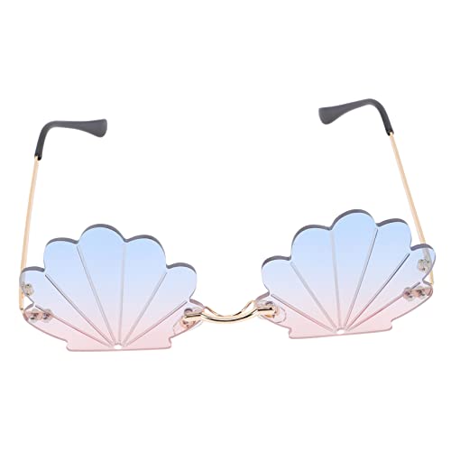 POPETPOP Randlose Muschel Sonnenbrille Damen Metall PC Material Lustig Partybrille Festival Brille Stilvoll Robust und Komfortabel POPETPOP Randlose Muschel Sonnenbrille Damen Metall PC Material Lustig Partybrille Festival Brille Stilvoll Robust und Komfortabel von POPETPOP
