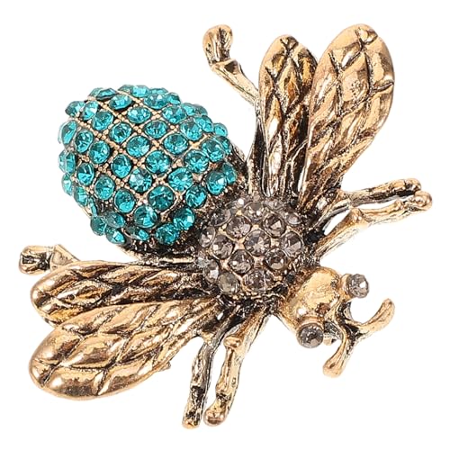 POPETPOP Retro Bienen Brosche mit Strass Gold Blauer Anstecker für Kleidung Eleganter Schmuck für Damen Vielseitig Tragbar an Pullovern Kleidern Schals und Taschen von POPETPOP