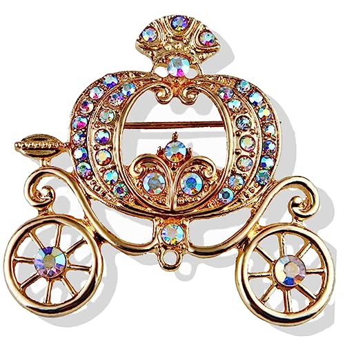 POPETPOP Retro Brosche Damen Kürbis Kutsche Anstecknadel mit Farbigen Strasssteinen Modischer Schmuck für Frauen Eleganter Vintage Lapel Pin für Geburtstag und Party von POPETPOP