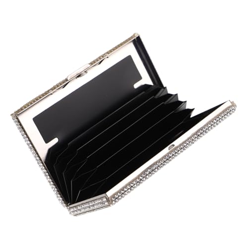 POPETPOP Rhinestone Kreditkartenetui Damen Kompakt Multifunktional Langlebig Business Kartenhalter für Shopping Reisen Büro Stilvolles Kartenetui Weiß von POPETPOP
