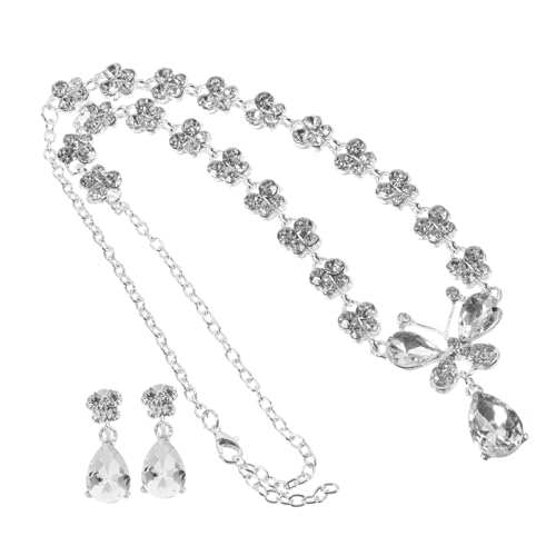POPETPOP Rhinestone Schmuckset mit Anhänger Halskette und Retro Ohrhänger Teiliges für Hochzeit Party und Alltag Langlebig Elegant und Wiederverwendbar von POPETPOP