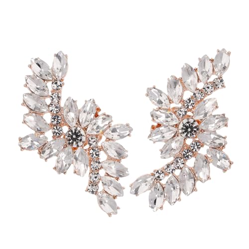 POPETPOP Rhinestone Schuhclips Blütenform Strass Schuhschmuck aus Zinklegierung für Damen High Heels Hochzeit Party Abnehmbare Dekorative Schuh Accessoires in Roségold von POPETPOP