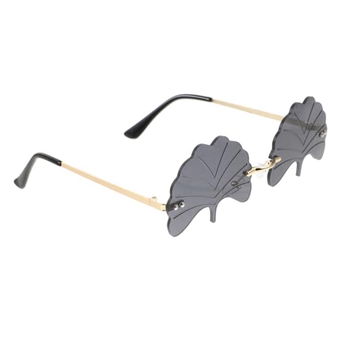 POPETPOP Rimless Sonnenbrille Damen Leicht Ginkgoblatt Form UV Schutz Partybrille Outdoor Karneval Festival Brillenrahmenfrei Komfortabel Langlebig Spaßige Modeaccessoire von POPETPOP