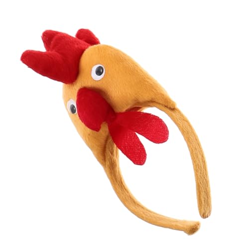 POPETPOP Rooster Headband Stofftier Haarreif Tierisches Haaraccessoire Verstellbar Leicht Für Party Festival Kostüm Fotoshooting von POPETPOP