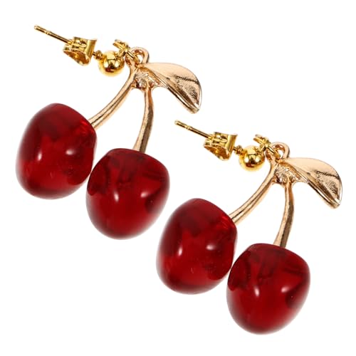POPETPOP Rote Kirschen Ohrringe Damen Baumelnde Drop Earrings Frucht Design Leicht und Teen Mädchen Schmuck für Alltag Party von POPETPOP