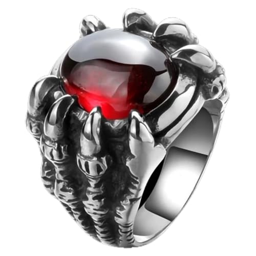 POPETPOP Roter Drachenkrallenring Herrenring Langlebiger Punk Gothic Schmuck für Alltag Party Halloween Cosplay Valentinstag von POPETPOP