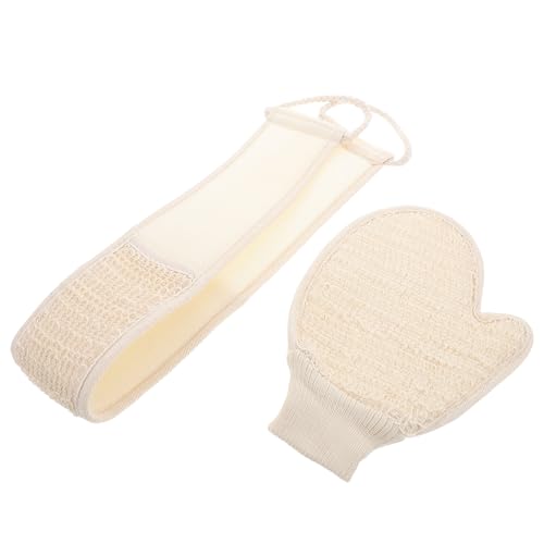 POPETPOP Rückenschrubber Und Peelinghandschuh Set Bade-rückenschrubber-gurt Badehandschuh Körperpeeling-handschuh Für Damen Und Herren Duschwerkzeug Aus Baumwolle Und Leinen Für von POPETPOP