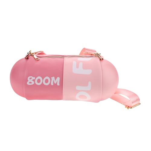 POPETPOP Runde Umhängetasche für Damen Große Pinke Crossbody Bag mit Auffälligem Farbblock Design Geräumig und Vielseitig als Sport Reise und Make Up Tasche Geeignet Modisches Accessoire von POPETPOP