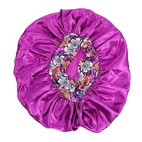 POPETPOP Duschhaube Aus Satin Schlafmütze Für Frauen Damen Nachtmütze Duschkopf Abdeckung Nachtschlafmütze Patientenpflegehut Haarstyling-kappe Haarkappe Violett Böhmen Polyester Fräulein von POPETPOP