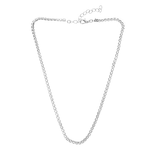 POPETPOP Schimmernde Damen Halskette mit Funkelnden Strasssteinen Leichte Schmuckkette Eleganter Anhänger Vielseitig für Hochzeit Party und Alltag Geeignet von POPETPOP