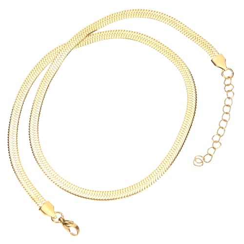 POPETPOP Schlangen knochen halskette Edelstahl Minimalistische Damen Kette Clavicle Schmuck für Frauen Modisch und Vielseitig Kombinierbar von POPETPOP