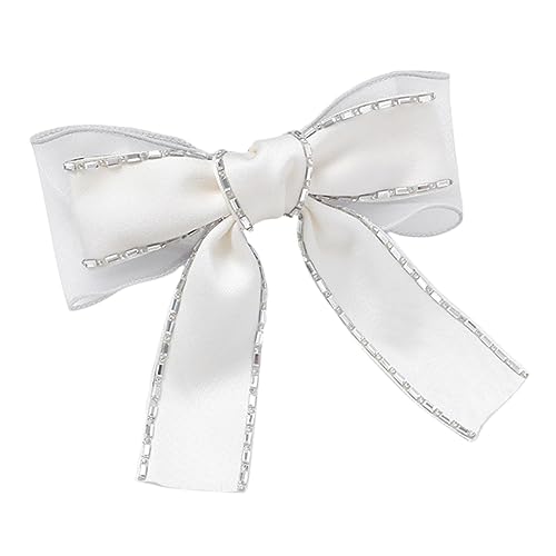 POPETPOP Schleife Haarnadel Haarspangen Schleifen Perlenclips Haarschmuck Für Die Hochzeit Schleifenspangen Haarspangen Für Damen Clip-bögen Stoff Fräulein Mädchen Südkorea Weiß von POPETPOP