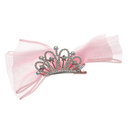 POPETPOP Schleife Haarnadel Schleife Haarspangen Mädchen-party-krone Girl-party-krone Süße Geburtstagsrosa Krone Kinder-tiara-haarnadel Haarschleife Haarkrone Gittergewebe Kleinkind Kleine von POPETPOP