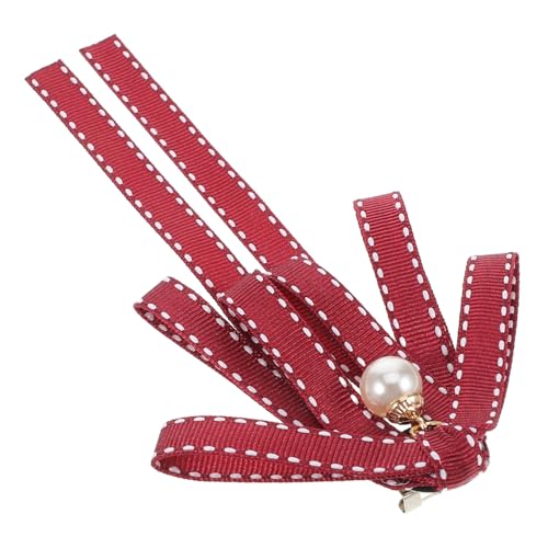 POPETPOP Schleifenbrosche mit Perlendekor Satin Zinklegierung Modische Gestreifte Anstecknadel Damen Kleidung Accessoire für Alltag und Party von POPETPOP