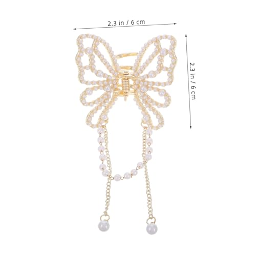 POPETPOP Schmetterlings-haarspange Mit Quaste Metall-haarklammer Exquisiter Schmetterlings-haarspangen Für Frauen Und Mädchen Perlendekor Trendiges Frisur-accessoire von POPETPOP
