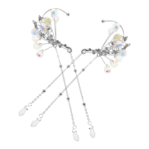 POPETPOP Schmetterling Ohrringe mit Blumen und Tassel Ohrclip Piercing Ohrmanschette für Frauen für Partys Hochzeiten und Besondere Anlässe Modisches Outfit Accessoire von POPETPOP