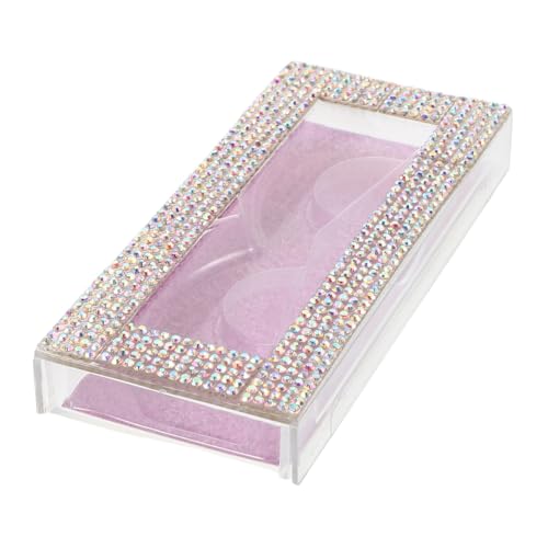 POPETPOP Schmuckverzierte Rechteckige Wimpern Aufbewahrungsbox mit Schiebefach Eleganter Make Up Organizer für Wimpernverlängerungen Schutz vor Feuchtigkeit Wiederverwendbar Pinker von POPETPOP