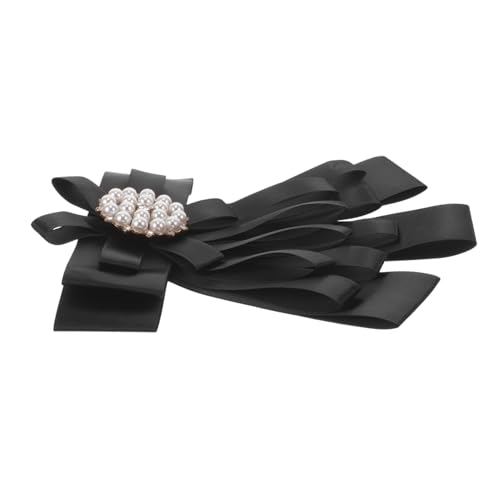 POPETPOP Schwarze Damen Brosche Bowknot Anstecknadel Modischer Schleifenkragen Professionelle Bluse Accessoire Einfach zu Befestigen Atmungsaktives Material Stilvoller Uniform Schmuck von POPETPOP