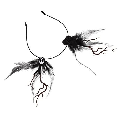 POPETPOP Schwarzer Feder-haarreifen Mit Teufelshörnern Lustiger Halloween Kopfschmuck Für Kostümpartys Und Feierlichkeiten Accessoire Für Erwachsene Und Junge Mädchen von POPETPOP