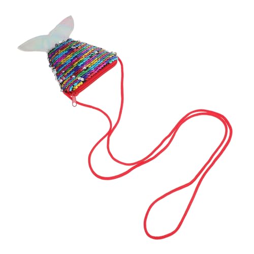 POPETPOP Sequin Meerjungfrauen Geldbeutel für Mädchen Münzportemonnaie mit Verstellbarem Trageband Langlebiges Polyester Bunter Fischschwanz Anhänger für Kindergeburtstag und Alltag von POPETPOP