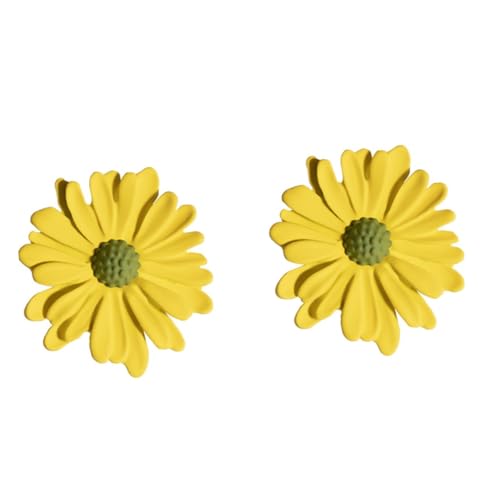 POPETPOP Silber Ohrstecker Damen Kleine Blume Ohrschmuck Gelb Elegant Blumen Design Alltag Party Schmuck von POPETPOP