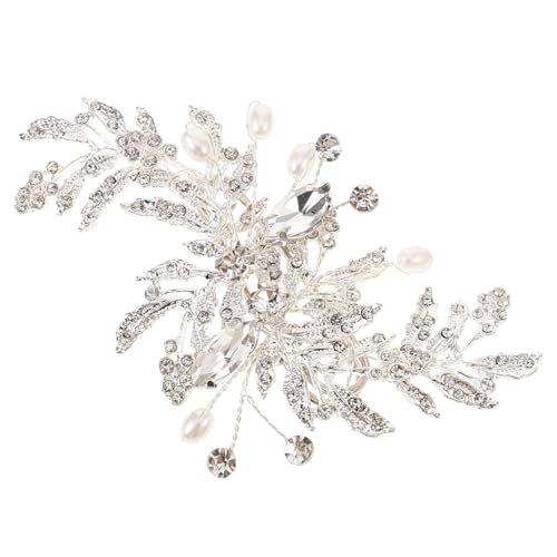 POPETPOP Silberfarbene Brosche Blattform mit Funkelnden Strasssteinen Eleganter Ansteckpin für Damen Schmuckdekoration für Hochzeit Party Schal und Kleidungsaccessoire von POPETPOP