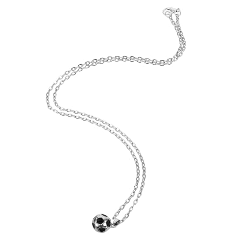 POPETPOP Silberfarbene Fußball Halskette für Männer und Jungen Langlebiges Legierungs Medaillon mit Präziser Verarbeitung Stylisches Sport Schmuckstück Distinctive Fußball Anhänger für von POPETPOP