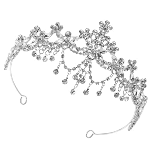 POPETPOP Silberne Brautkrone mit Funkelnden Kristallen Prinzessinnen Haarreif Königliches Tiara Accessoire für Hochzeit Party Geburtstagsfeier Festliches Damen Kopfschmuck von POPETPOP