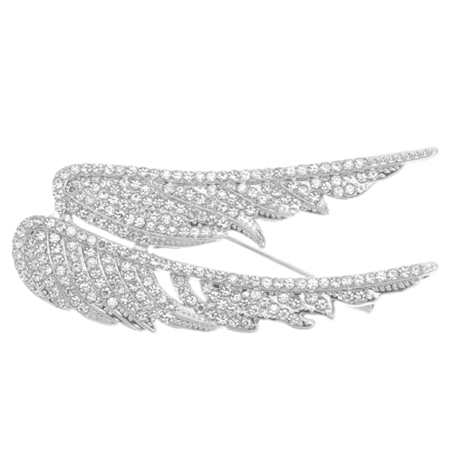 POPETPOP Silberne Flügelbrosche aus Robustem Zinklegierung mit Rutschfestem Mechanismus Vielseitige Anstecknadel für Anzug Hemd und Kleid Dekoratives Schmuckaccessoire und Durchdachtes von POPETPOP