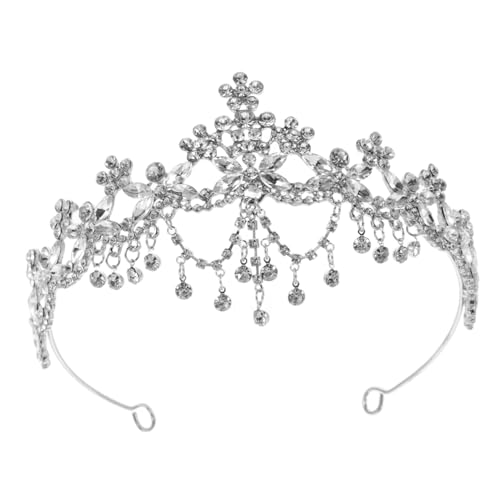 POPETPOP Silberne Hochzeitskrone mit Strass Tiara für Braut und Damen Luxuriöses Prinzessin Haarband für Hochzeit Party und Festliche Anlässe von POPETPOP