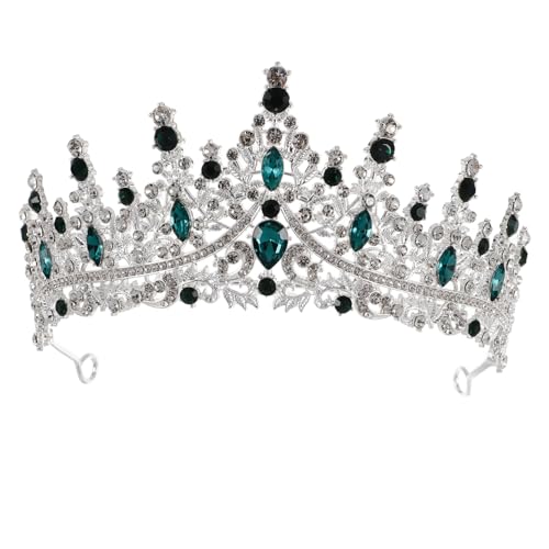 POPETPOP Silberne Strasskrone Damen Tiara mit Grünen Kristallen Modisches Haarschmuck Accessoire für Hochzeit Geburtstag Party Prinzessinnenfeier und Festliche Anlässe von POPETPOP