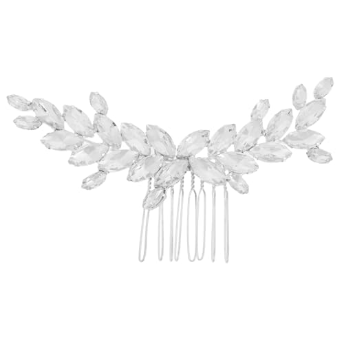 POPETPOP Silberner Handgefertigter Braut Haarkamm mit Funkelnden Strasssteinen Leichter Sicherer Halt Eleganter Haarschmuck für Hochzeit Brautjungfern und Festliche Anlässe von POPETPOP