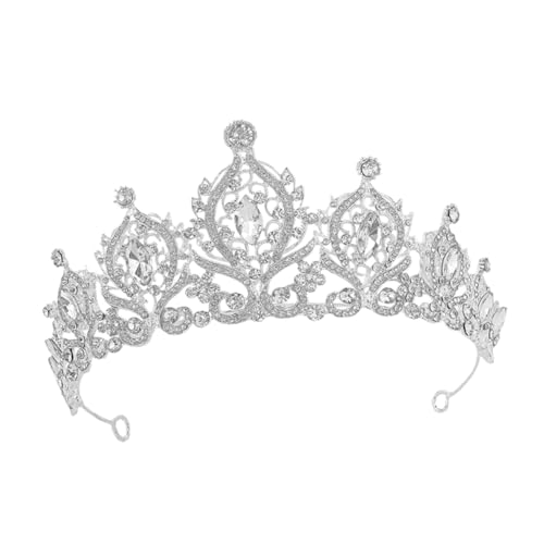 POPETPOP Silberweiße Braut Tiara mit Funkelnden Strasssteinen Eleganter Haarschmuck für Hochzeit Party und Festliche Anlässe Komfortables Haarband für Damen Vielseitiges Brautaccessoire von POPETPOP
