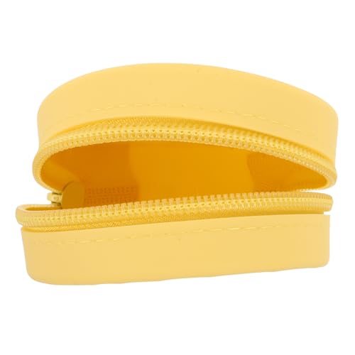 POPETPOP Silikon Münztasche Rund Kompakt Multifunktional Aufbewahrung für Kopfhörer Kabel Mini Geldbörse Tragbar Japanischer Stil Gelb von POPETPOP