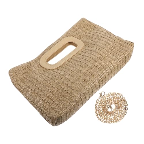 POPETPOP Simulierte Gras Geflochtene Clutch Handtasche Damen Kleine Umhängetasche Party Purse Sommer Strandtasche Mit Top Griff Für Alltag Reise von POPETPOP