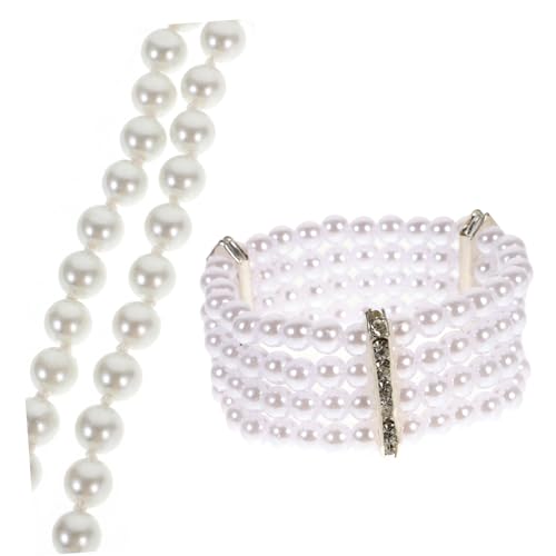 POPETPOP Perlenketten-set Für Damen Mit Kunstperlen Halsketten Und Armband-set Einzelne Stränge Perlenschmuck Für Tanzparty von POPETPOP