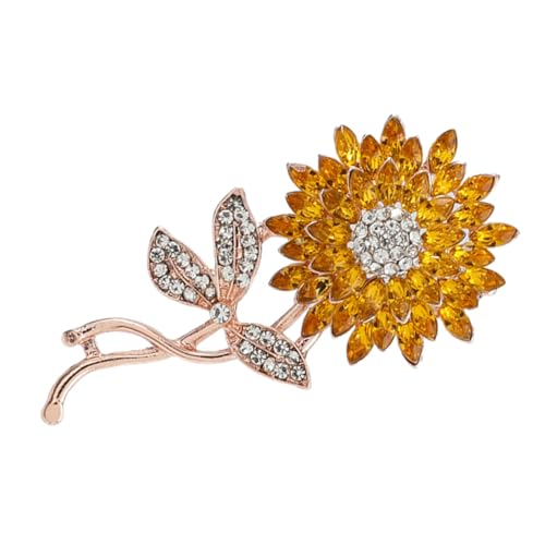 POPETPOP Sonnenblumen Brosche aus Legierung mit Strass Filigrane Anstecknadel für Damenkleidung Modisches Schmuckaccessoire für Jacken Kleider Schals bei Festlichen Anlässen von POPETPOP