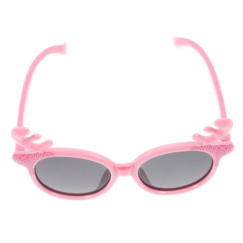 POPETPOP Sonnenbrille Cartoon Hirschgeweih Form Verstellbar Komfortabel Gläser Glare Reduzierend Party Favor Sonnenbrille Für Mädchen Rosa Rahmen Schwarz Graue Gläser von POPETPOP