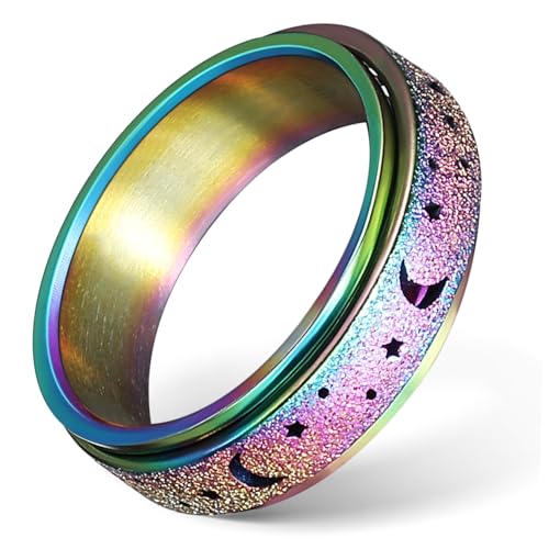 POPETPOP Spinner Ring Unisex Rotierender Statement Bandring Punk Design Langlebig Verformungsresistent Eleganter Alltagsring von POPETPOP