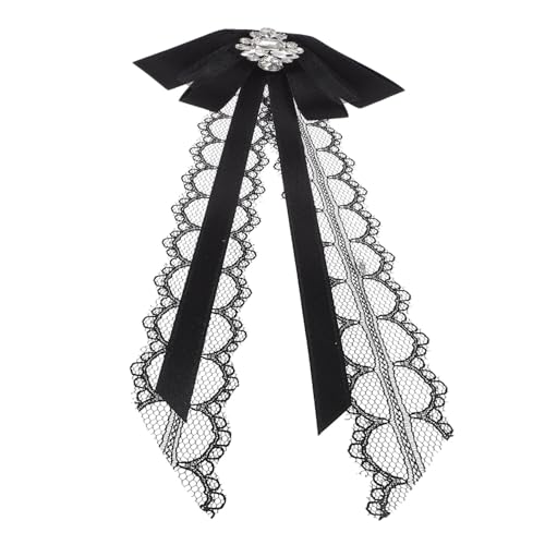 POPETPOP Spitzen Brosche Schleifen Design mit Strassbesatz Große Reversnadel für Damen Eleganter Schmuck für Blusen Hemden und Festliche Anlässe Vielseitiges Accessoire für Partys und von POPETPOP