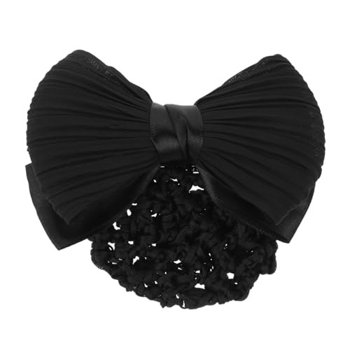 POPETPOP Starker Haarnetz Dutt Clip mit Schleifen Dekor Komfortables Haarschmuck Accessoire für Frauen Geeignet für Hotel Krankenschwester Servicepersonal Schwarzes Haarnetz für Dünnes und von POPETPOP