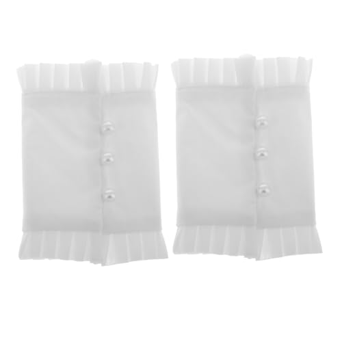 POPETPOP Stilvolle Abnehmbare Rüschenärmel Für Damen Mit Perlmuttknöpfen Aus Baumwolle Für Hochzeiten Opern Bankette Und Partys Weiß von POPETPOP