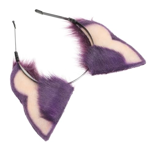 POPETPOP Plüsch-katzenohren-stirnband Haarreif Mit Fuchsohren Cosplay-stirnband Haarschmuck Für Tierohren Maskerade-stirnband Party-haarbänder Haargummis Kleidung Damen Erwachsener Violett von POPETPOP